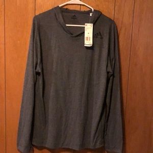 Adidas men’s Med freelift long sleeve w/ hood grey